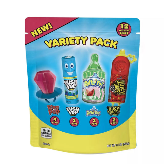 Candy Variety Pack Assorted Pops - 8.1oz/12ct