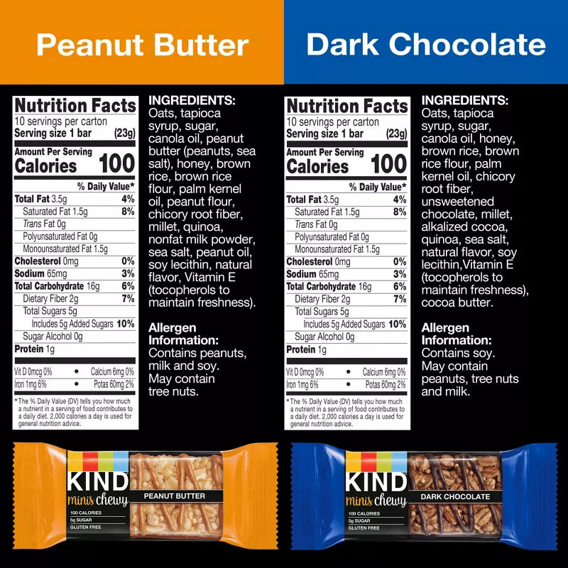 KIND Mini Chewy Peanut Butter + Dark Chocolate - 16oz/20ct